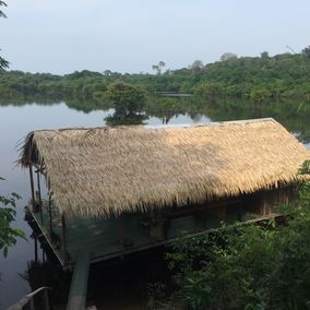 lokale woonboot in het Braziliaanse Amazone Regenwoud