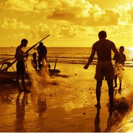 lokale vissers strand maceio brazilie